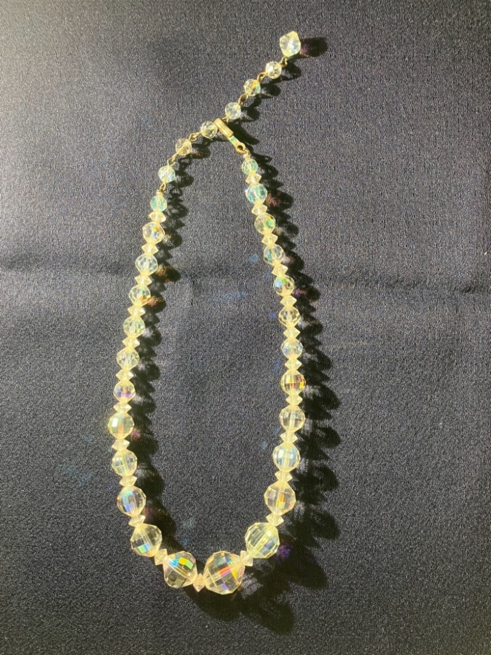Retro Aurora Borealis crystal bead necklace